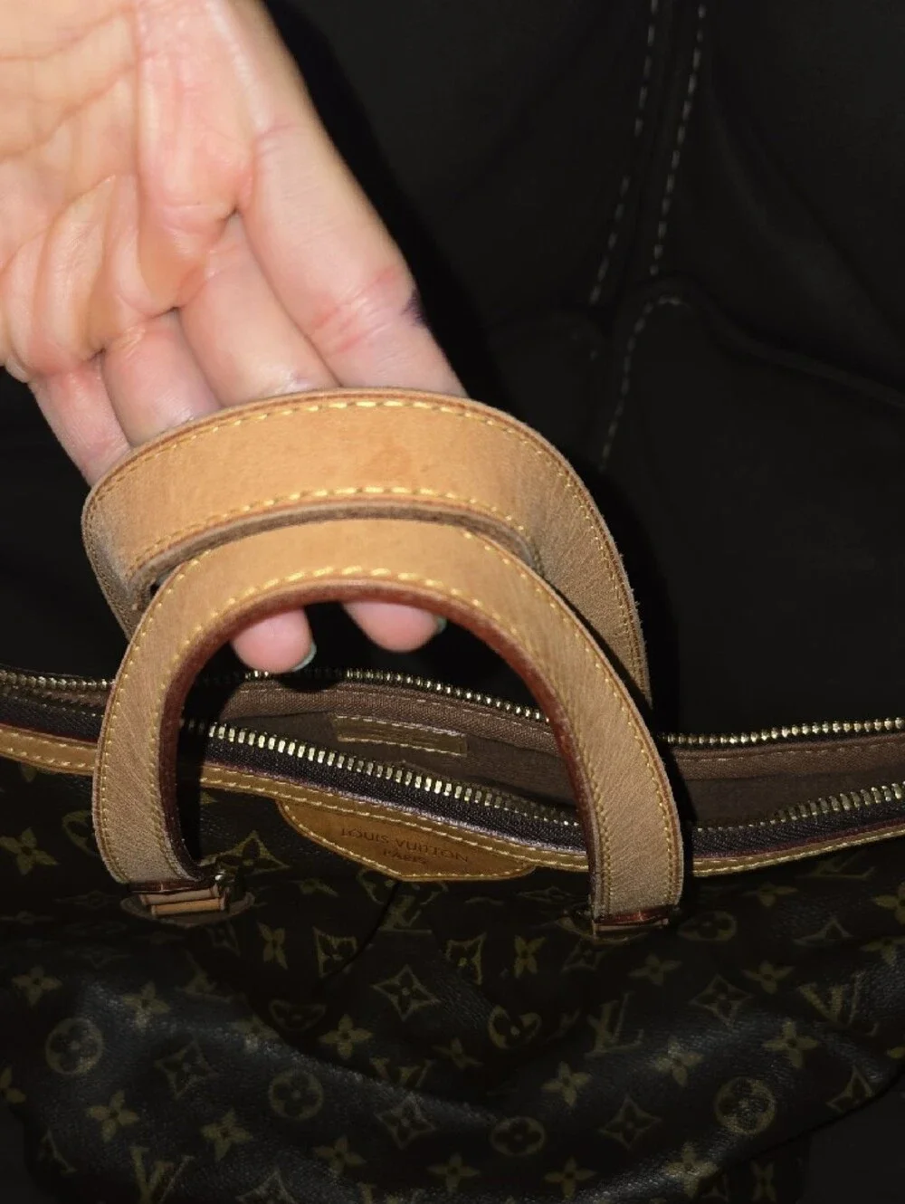 Louis Vuitton Monogram Canvas Tote with Tan Leather Trim